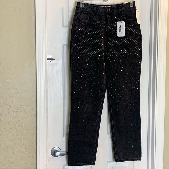 Velvet Heart Denim Rocker High Rise Skinny Jeans Black Bling Size 27W - Picture 11 of 12